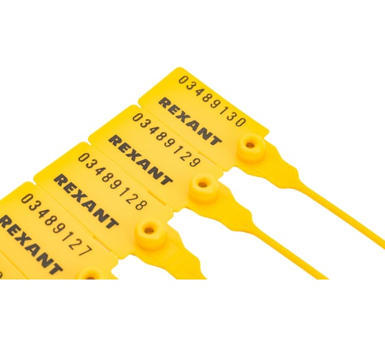Номерная пломба для опечатывания REXANT пластиковая 220 мм желтая 50 шт 07-6112