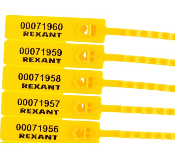 Номерная пломба для опечатывания REXANT пластиковая 255 мм желтая 50 шт 07-6122