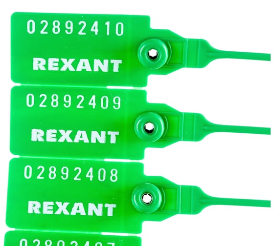 Номерная пломба для опечатывания REXANT пластиковая 220 мм зеленая 50 шт 07-6113
