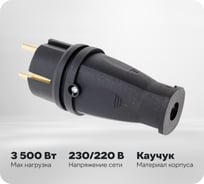 Каучуковая разборная прямая евровилка Sb1-PZ Black черная с заземлением модель В16-001 Volsten 14428