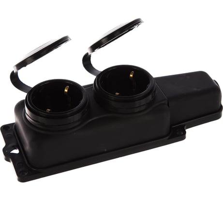 Штепсельная колодка Volsten Sb1-M2Z Black IP44 2 места черная с заземлением Модель РП 16-232 14435