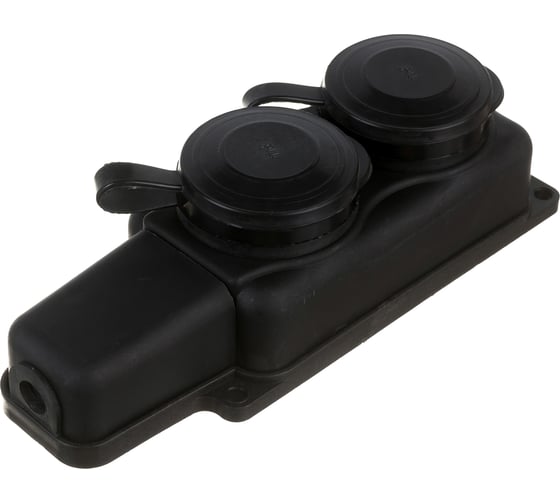 Штепсельная колодка Volsten Sb1-M2Z Black IP44 2 места черная с заземлением Модель РП 16-232 14435