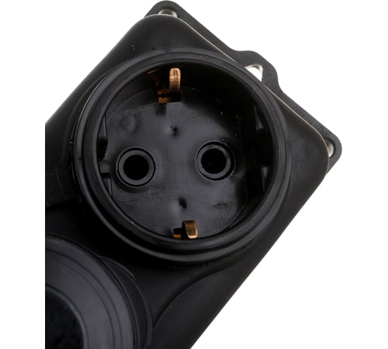 Штепсельная колодка Volsten Sb1-M2Z Black IP44 2 места черная с заземлением Модель РП 16-232 14435