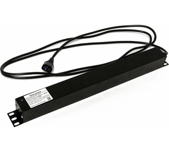 Блок розеток для 19" шкафов Hyperline горизонтальный, 6 розеток Schuko, черный, 397027