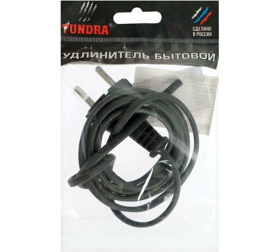 Шнур ШВВП TUNDRA 1.7 м, 2х0.5 мм2, с вилкой черный 7075840
