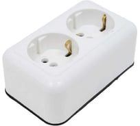 Колодка розеточная 2-х местная ООО Ливны-Электро с заземляющим контактом, белая в количестве 90 шт. Р 793.1