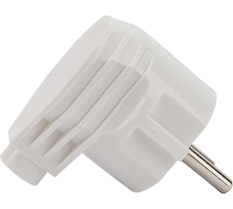 Угловая вилка Smartbuy с заземлением, белая, 16А, 250В SBE-16-P02-w