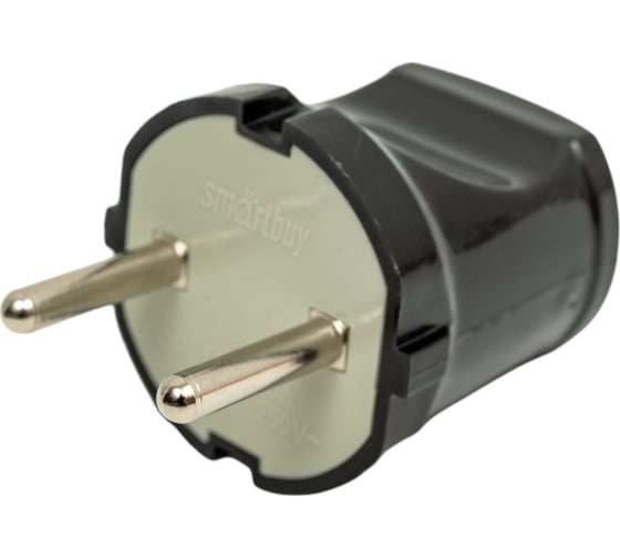 Вилка Smartbuy прямая, без заземления, черная, 10А, 250В SBE-10-P04-b