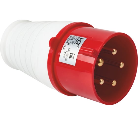 Вилка HLT 025 3Р+РЕ+N, 32А, 380В, IP44, 10шт./уп. 083-03-06 1