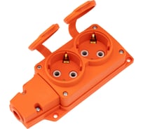 Каучуковая колодка влагозащищенная 2 гнезда КОМПАКТ с/з 16А IP54 оранжевая REXANT 111-226