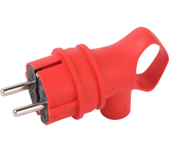 Вилка ЭРА VX12-R-IP44 каучуковая c заземлением 16А IP44 с кольцом угловая красная Б0069324