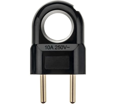 Вилка duwi без заземления с кольцом черная 10А 250В евровилка CEE 7/16 30475 3