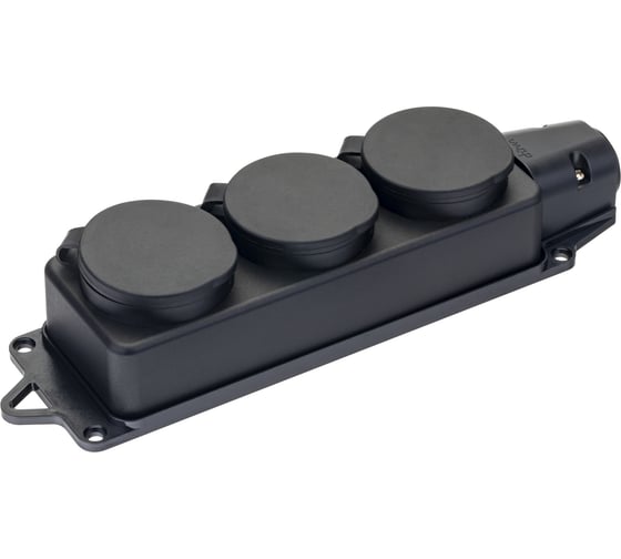 Каучуковая колодка duwi 3 гнезда с заземлением IP44 черная 16A 27462 9