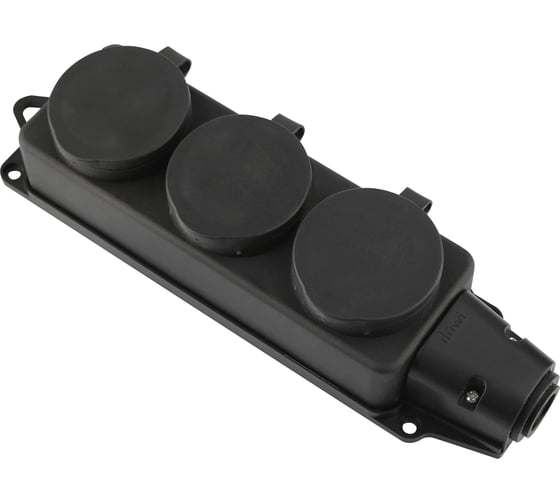Каучуковая колодка duwi 3 гнезда с заземлением IP44 черная 16A 27462 9