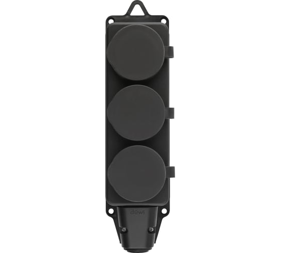 Каучуковая колодка duwi 3 гнезда с заземлением IP44 черная 16A 27462 9