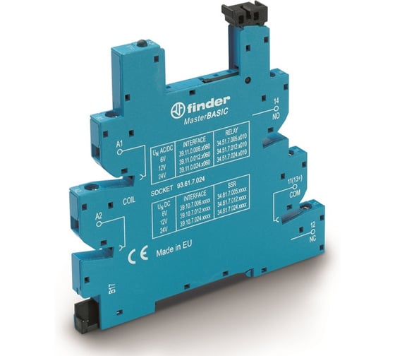 Набор Finder Розетка 93617024 10шт; MasterBASIC с винтовыми клеммами (с зажимной клетью) для реле 34 серии; питание 24В DC; в комплекте пластиковая клипса; опции: LED 93617024V10 93517024V10