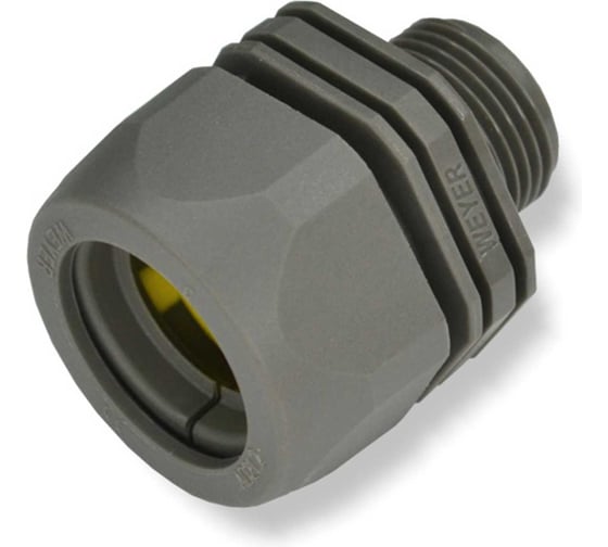 Фитинг пластиковый Weyer WQGD-M12G/AD10.0 коннектор прямой, полиамид, цвет серый, наружная M12х1.5, гофра диаметром 10 мм, IP69K, -40C-+100C WE0800100