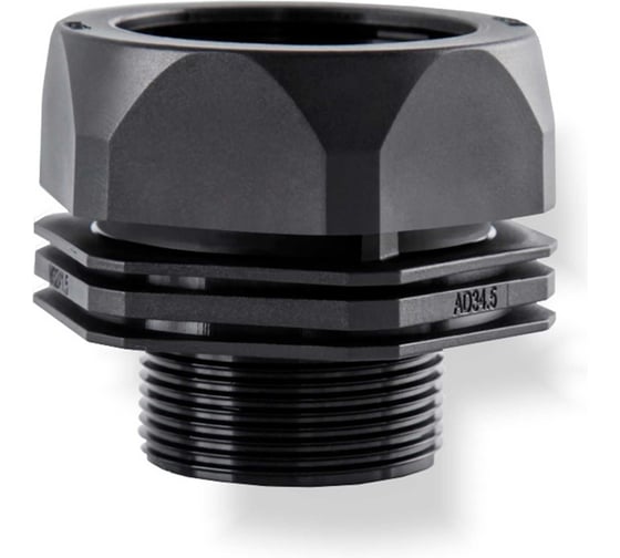 Фитинг пластиковый Weyer WQGD-M63B/AD54.5 коннектор прямой, полиамид, цвет черный, наружная M63х1.5, гофра диаметром 54,5 мм, IP69K, -40C-+100C WE0801800