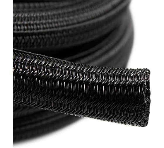 Оплетка самозаворачивающаяся Vell 25 мм, сетчатого плетения для проводов, длина 10 м, черная {VL-opl-10m-25mm} 1396638