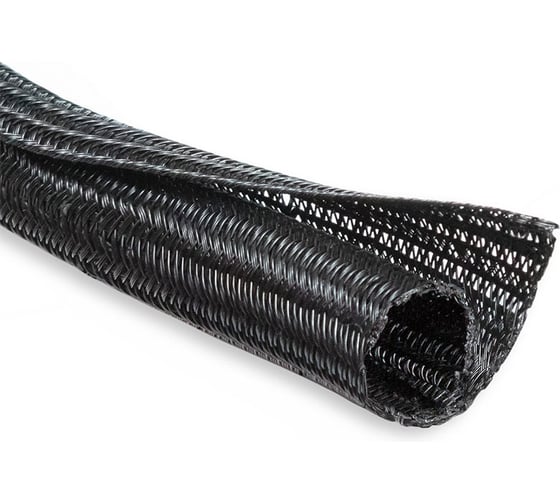 Оплетка самозаворачивающаяся Vell 19 мм, сетчатого плетения для проводов, длина 5 м, черная {VL-opl-5m-19mm} 1396637