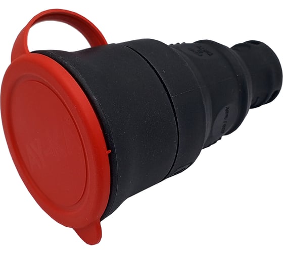 Разъём (штепсель) с крышкой AY-KA каучук 3Р+Е 25А IP44 черный 5611700