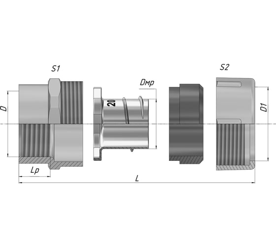 Резьбовой крепежный элемент ГОФРОМАТИК  с внутренней резьбой РКВ-75 У2 IP54  (2 шт в упак) zeta41317
