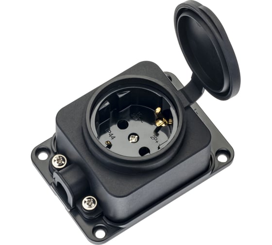 Каучуковая колодка duwi 1 гнездо с заземлением IP44 черная 16A 27460 5