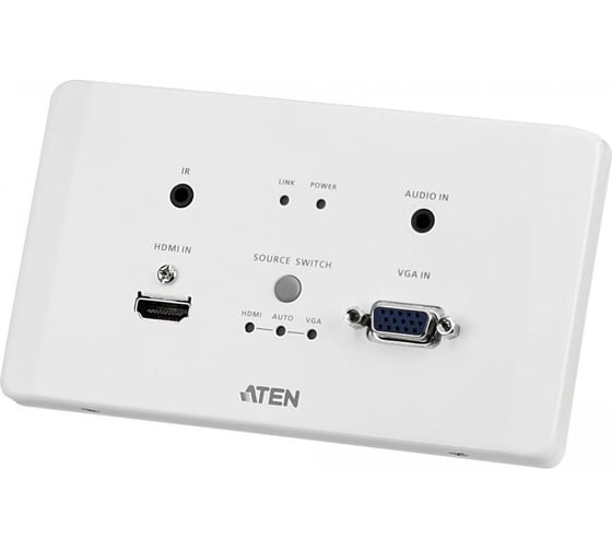 Передатчик ATEN HDMI VGA HDBaseT Настенный с монтажной панелью EU/PoH (4K 100м / 1080p 150м) VE2812AEUT-AT-G