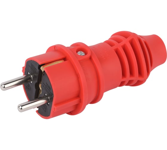 Вилка ЭРА VX13-R-IP44 каучуковая c заземлением 16А IP44 прямая красная Б0069322