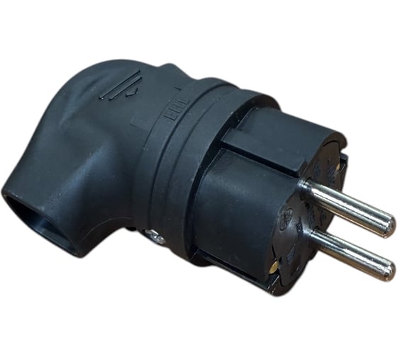 Вилка угловая каучуковая iTOK серии iCONNECT 16А IP44 (модель ВК) цвет черный i-KI-KVU-ICONNECT-1PEN-IP44-BLACK