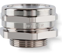 Фитинг металлический Weyer WQJ-M20/AD15.8 коннектор прямой, никелированная латунь, нар. M20х1.5, гофра диам. 15,8 мм, IP68, -40C-+100C WE1000300