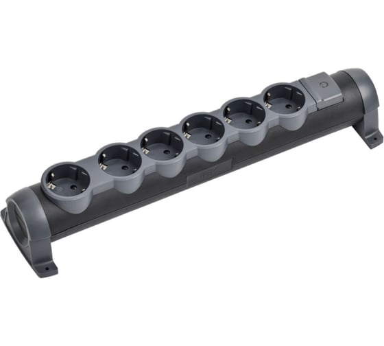 Колодка для удлинителя с выключателем IEK COMFORT К06В 6 мест черный 694610