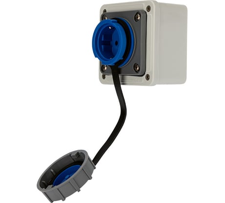 Настенная влагозащищенная розетка REXANT с крышкой 16 А, 2Р+РЕ, IP68 111-125