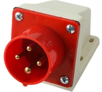Вилка стационарная Jazzway однофазная трёхпроводная красная PPC 514 3Р+РЕ 16А 380В IP44 5072831