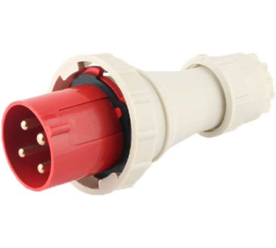 Вилка переносная Jazzway трёхфазная четырёхпроводная красная PPC 034 3Р+РЕ 63А 380В IP67 5072411