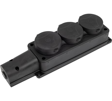 Розетка Bylectrica 3-местная, штепсельная, с контактом заземления, переносная, каучук IP44, Р16-9164