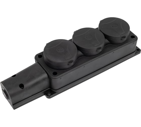 Розетка Bylectrica 3-местная, штепсельная, с контактом заземления, переносная, каучук IP44, Р16-9164 1