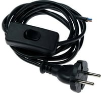 Шнур TUNDRA 1.7 м, ШВВП 2х0.5 мм2, с проходным выключателем, черный 4563330