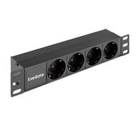 Блок розеток ExeGate 10" ServerPro PDU-10H401 с разъемом C14 Al-4S-C14 10, 1U, алюминий, 4 Schuko, C14, 274х45х45 мм, черный, RTL 298596