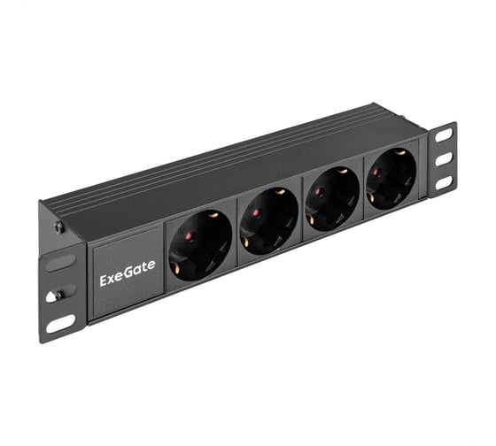 Блок розеток ExeGate 10" ServerPro PDU-10H401 с разъемом C14 Al-4S-C14 10, 1U, алюминий, 4 Schuko, C14, 274х45х45 мм, черный, RTL 298596
