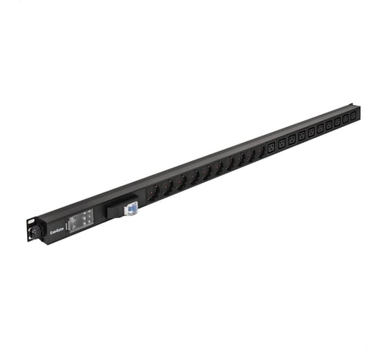 Вертикальный блок розеток с автоматом защиты ExeGate ServerPro PDU-V219 Al-10C1910S-T-1P 19, 1U, алюминий, 10 IEC 320 C19, 10 Schuko, клеммная колодка, 16A 300290