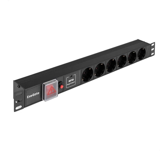 Блок розеток с сетевым фильтром ExeGate Surge Protect ServerPro PDU-19H605 с защитой от перегрузки, выключателем с подсветкой и разъемом подключения C14 Al-6 299606