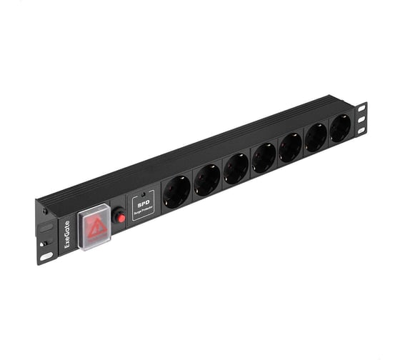 Блок розеток с сетевым фильтром ExeGate Surge Protect ServerPro PDU-19H702 с защитой от перегрузки и разъемом подключения C14 Al-7S-C14-SW-O-SPD1 19, 1U, Ал 299607