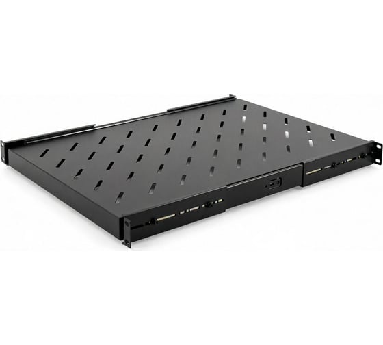 Полка выдвижная ExeGate 19" ECSS-FS1000-B перфорированная, глубина 650мм, крепление 19 1U, для напольных шкафов и стоек глубиной 800мм/1000мм, нагрузка до 40 кг 301148