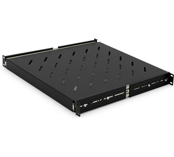 Полка выдвижная ExeGate 19" ECSS-FS800-B перфорированная, глубина 475мм, крепление 19 1U, для напольных шкафов и стоек глубиной 800мм/1000мм, нагрузка до 40 кг 301147