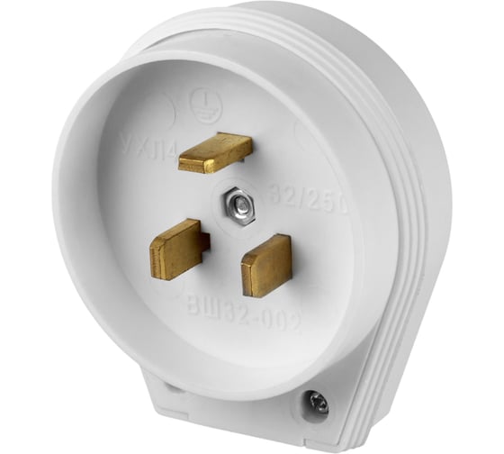 Вилка электрическая ВШ 32А 250В 2Р+РЕ белая TDM ELECTRIC SQ1812-0007