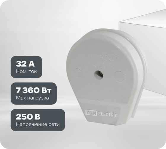 Вилка электрическая ВШ 32А 250В 2Р+РЕ белая TDM ELECTRIC SQ1812-0007
