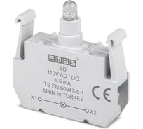 Блок-контакт Emas подсветки красный светодиод BD 11OV AC/DC, серии B BD