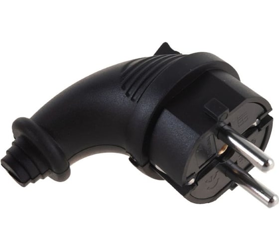 Вилка Filum 2P+PE 16A 250В IP44 угловая, переносная, чёрная FL-PLUG-A-EU-IP44-BK
