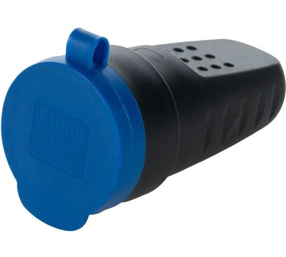 Розетка Filum 2P+PE 16A 250В IP44 переносная, с защитной крышкой синего цвета FL-CS-EU-IP44-BL
